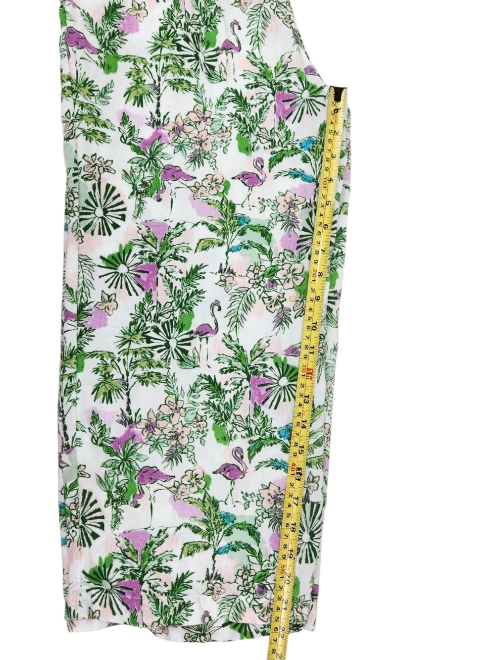Stella Parker Tropical Flamingo Floral Wide-Leg Flowy Crop Pants Small Resort - Picture 9 of 16